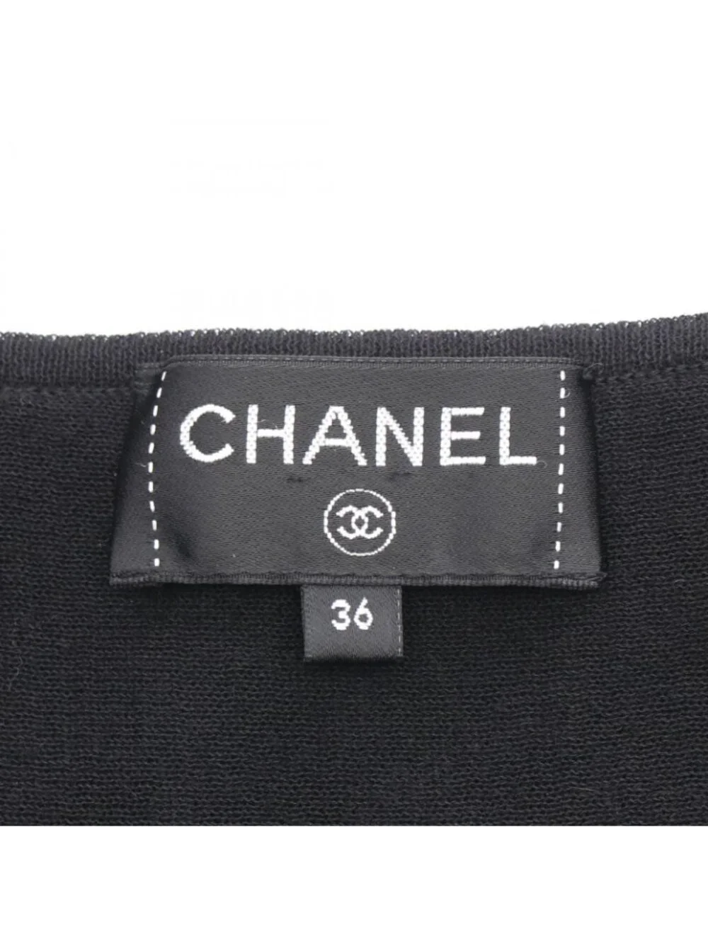 Chanel Dress CC Logo Button Camellia Lace Sleeveless Black Nylon Cotton